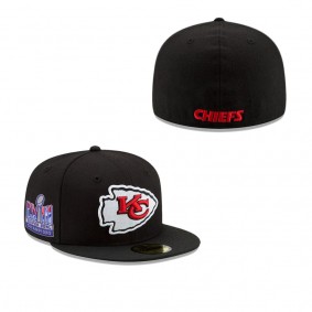 Men's Kansas City Chiefs Black Super Bowl LVIII Champions Side Patch 59FIFTY Fitted Hat