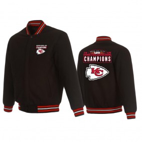 Kansas City Chiefs Black Super Bowl LVII Champions Logo Reversible Wool Jacket