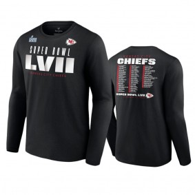 Kansas City Chiefs Black Super Bowl LVII Varsity Roster Long Sleeve T-Shirt