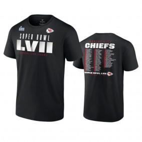 Kansas City Chiefs Black Super Bowl LVII Varsity Roster T-Shirt