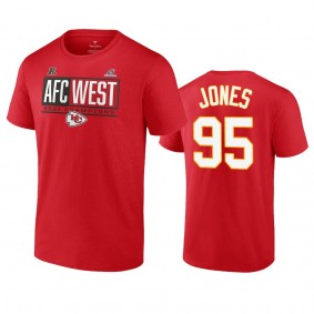 Kansas City Chiefs Chris Jones Red 2021 AFC West Division Champions Blocked Favorite T-Shirt
