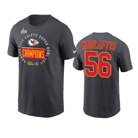 Kansas City Chiefs George Karlaftis Anthracite Super Bowl LVII Champions Trophy T-Shirt