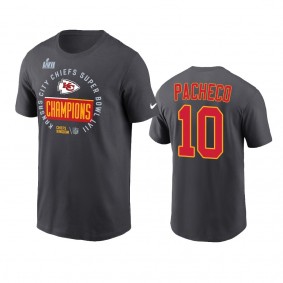 Kansas City Chiefs Isiah Pacheco Anthracite Super Bowl LVII Champions Trophy T-Shirt