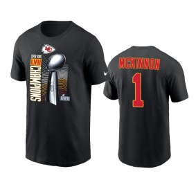 Kansas City Chiefs Jerick McKinnon Black Super Bowl LVII Champions Trophy T-Shirt
