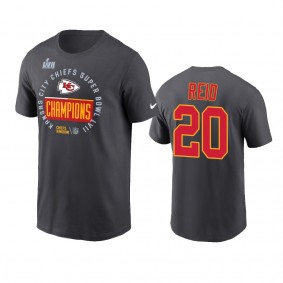 Kansas City Chiefs Justin Reid Anthracite Super Bowl LVII Champions Trophy T-Shirt