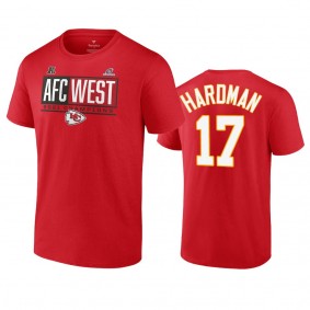 Kansas City Chiefs Mecole Hardman Red 2021 AFC West Division Champions Blocked Favorite T-Shirt