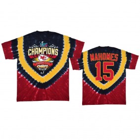 Kansas City Chiefs Patrick Mahomes Red Super Bowl LVII Champions Tie-Dye T-Shirt