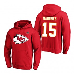 Men's Kansas City Chiefs Patrick Mahomes Red Super Bowl LVIII Player Name & Number Fleece Pullover Hoodie