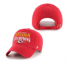 Men's Kansas City Chiefs Red 2023 AFC West Division Champions Clean Up Adjustable Hat