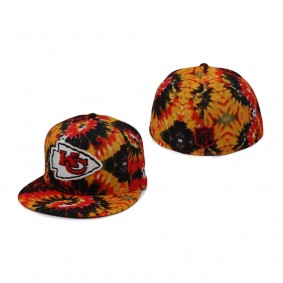 Kansas City Chiefs Red Black Orange Tie Dye 59FIFTY Fitted Hat