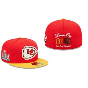 Kansas City Chiefs Red Gold Super Bowl LIV Letterman 59FIFTY Fitted Hat