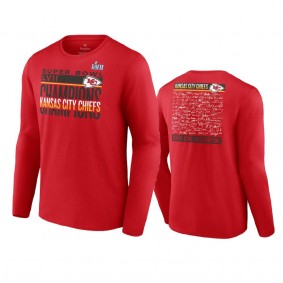 Kansas City Chiefs Red Super Bowl LVII Champions Signature Roster Long Sleeve T-Shirt