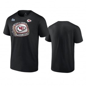 Men's Kansas City Chiefs Black Super Bowl LVII Champions Diamond Ring T-Shirt