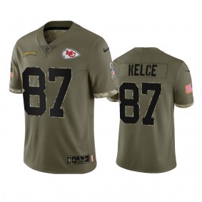 Kansas City Chiefs Travis Kelce Olive 2022 Salute To Service Jersey