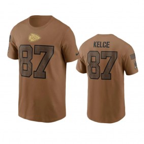 Kansas City Chiefs Travis Kelce Brown 2023 Salute To Service T-Shirt