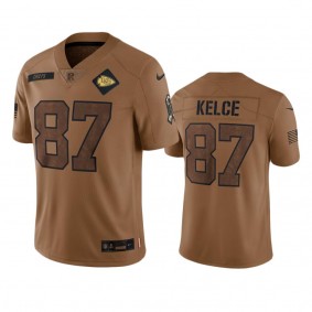 Kansas City Chiefs Travis Kelce Brown 2023 Salute To Service Limited Jersey