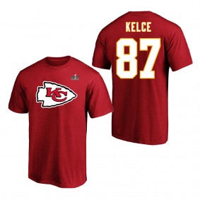 Men's Kansas City Chiefs Travis Kelce Red Super Bowl LVIII Player Name & Number T-Shirt