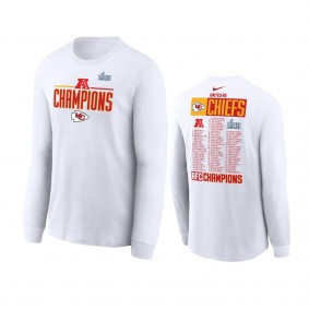 Kansas City Chiefs White 2022 AFC Champions Roster Long Sleeve T-Shirt