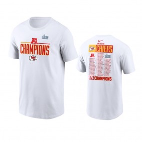 Kansas City Chiefs White 2022 AFC Champions Roster T-Shirt