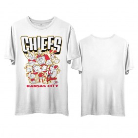 Kansas City Chiefs White NFL x Nickelodeon Cartoon Graphic T-Shirt