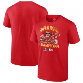 Men's Kansas City Chiefs Patrick Mahomes & Travis Kelce Red Super Bowl LVIII Champions Retro Duo T-Shirt