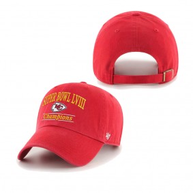 Men's Kansas City Chiefs Red Super Bowl LVIII Champions Clean Up Adjustable Hat