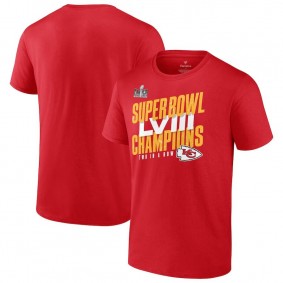 Men's Kansas City Chiefs Red Super Bowl LVIII Champions Iconic Victory T-Shirt