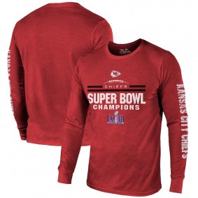 Men's Kansas City Chiefs Red Super Bowl LVIII Champions Tri-Blend Long Sleeve Hit T-Shirt