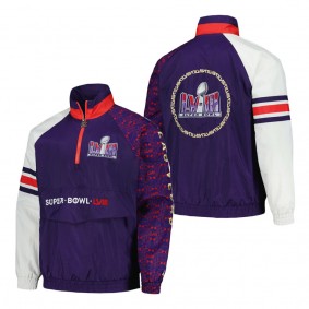 Men's Super Bowl LVIII Starter Purple Elite Raglan Half-Zip Jacket
