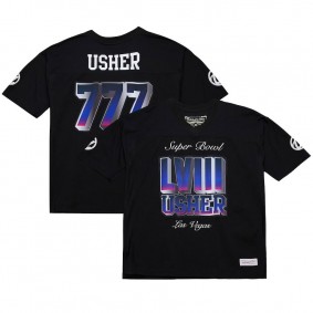 Unisex Usher Super Bowl LVIII Collection Mitchell & Ness Black Triple Seven Legacy Jersey T-Shirt