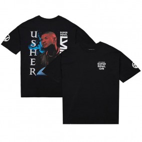 Unisex Usher Super Bowl LVIII Collection Mitchell & Ness Black Worldwide T-Shirt