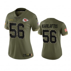Women's Kansas City Chiefs George Karlaftis Olive 2022 Salute To Service Limited Jersey