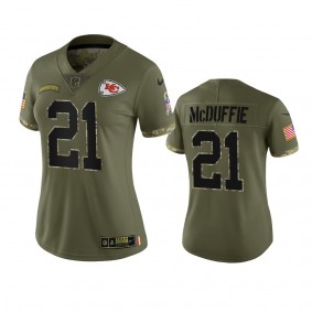 Women's Kansas City Chiefs Trent McDuffie Olive 2022 Salute To Service Limited Jersey