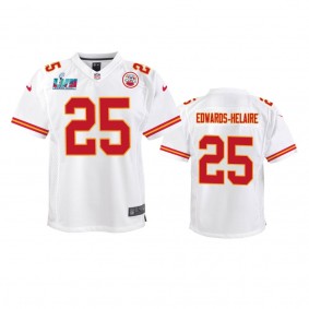 Youth Chiefs Clyde Edwards-Helaire White Super Bowl LVII Game Jersey