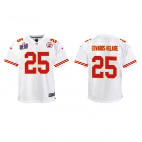 Youth Clyde Edwards-Helaire Kansas City Chiefs White Super Bowl LVIII Game Jersey