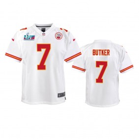 Youth Chiefs Harrison Butker White Super Bowl LVII Game Jersey