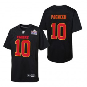 Youth Kansas City Chiefs Isiah Pacheco Black Super Bowl LVIII Patch Carbon Fashion Game Jersey