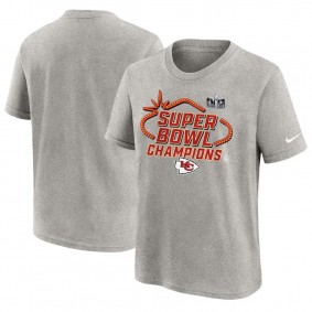 Youth Kansas City Chiefs Gray Super Bowl LVIII Champions Locker Room Trophy Collection T-Shirt