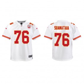Youth Kingsley Suamataia Kansas City Chiefs White Game Jersey